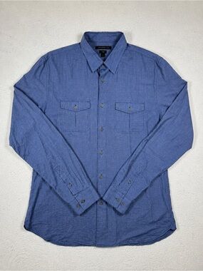 John Varvatos USA Luxe Blue Chambray Button Front Shirt L